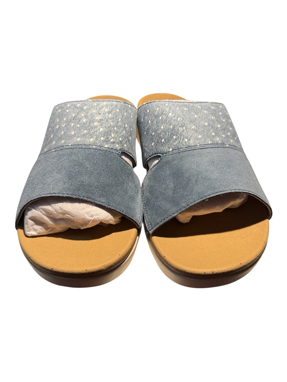Spenco Dawn Slide Blue Ostrich Women’s Size 10 Sandals NIB